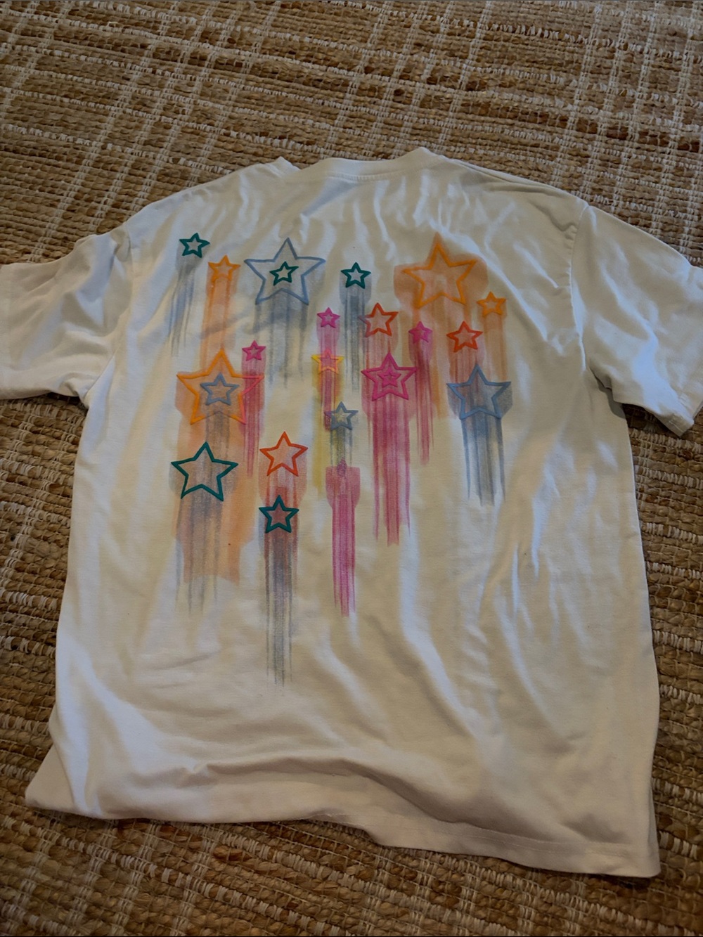 Kids White Short-Sleeve Tee with Colorful Star Streaks